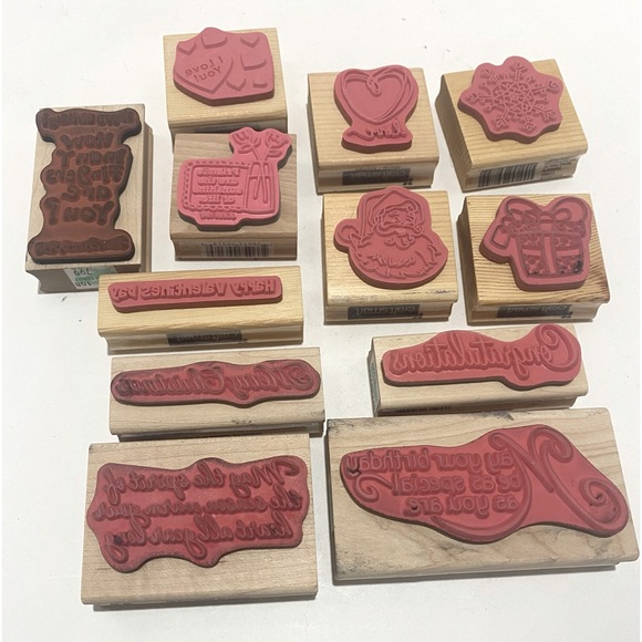 Lot of 12 Craft Rubber Stamps Various Occasions - Picture 2 of 3
